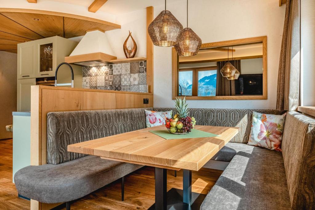 Kuchyň nebo kuchyňský kout v ubytování Apartmenthaus Wiesenhof