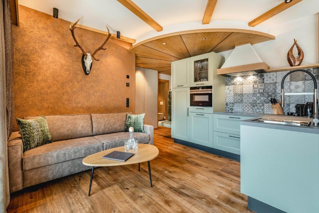 Kuchyň nebo kuchyňský kout v ubytování Apartmenthaus Wiesenhof