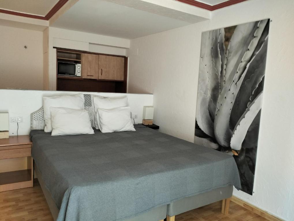 a bedroom with a bed and a painting on the wall at Unique apartahotel 3-1 in Torrevieja
