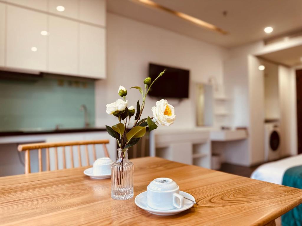 Kuchyň nebo kuchyňský kout v ubytování Rivera Suites