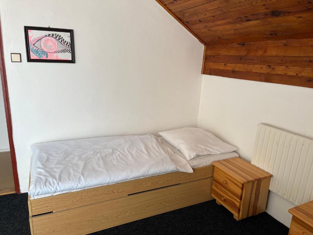 Postel nebo postele na pokoji v ubytování Churáňov Stadion