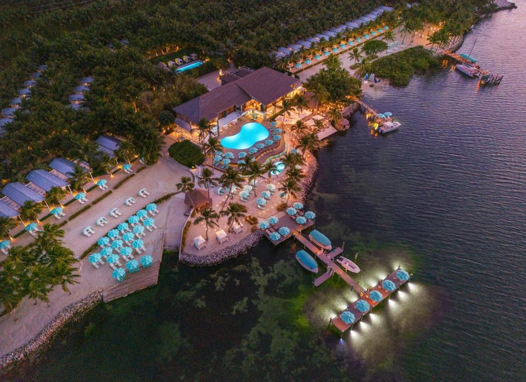 an aerial view of a resort next to the water at Bungalows Key Largo - All Inclusive in Key Largo