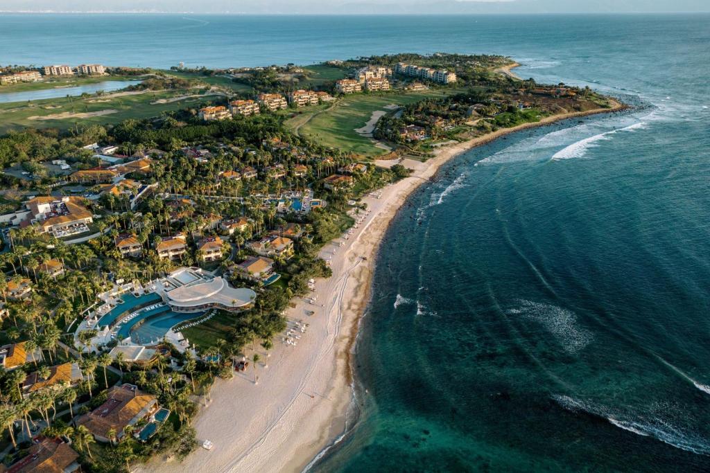 an aerial view of a resort on the beach at The St. Regis Punta Mita Resort in Punta Mita