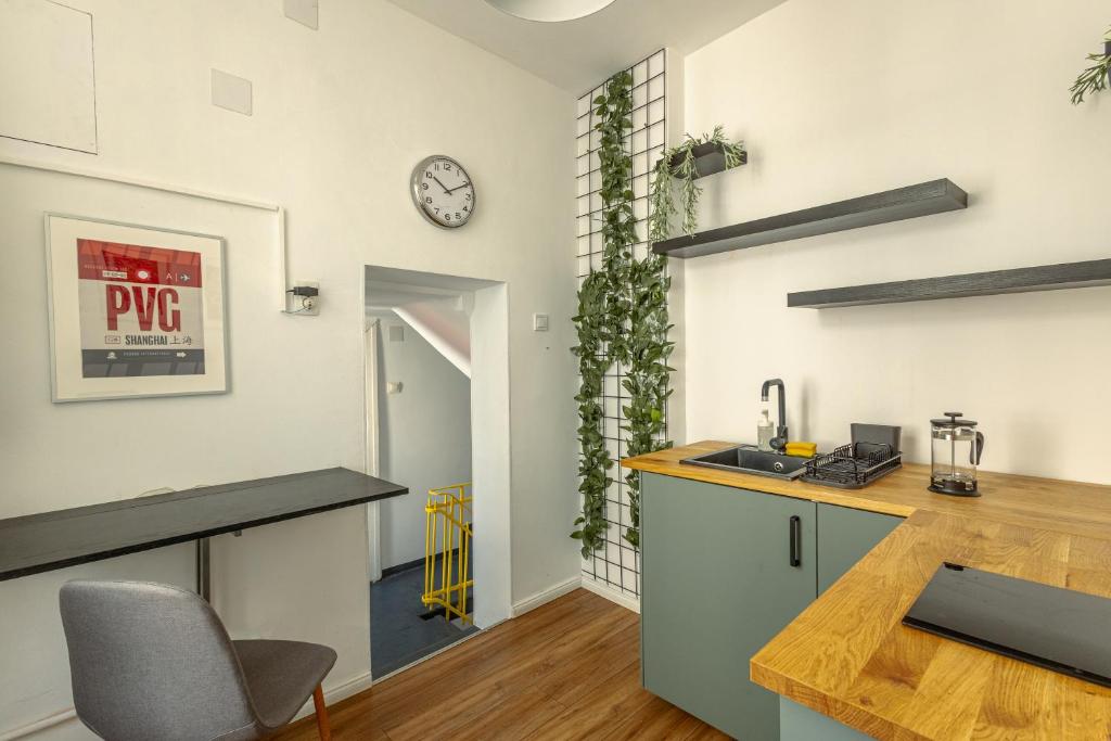 Kuchyň nebo kuchyňský kout v ubytování First Hostel Bucur 21