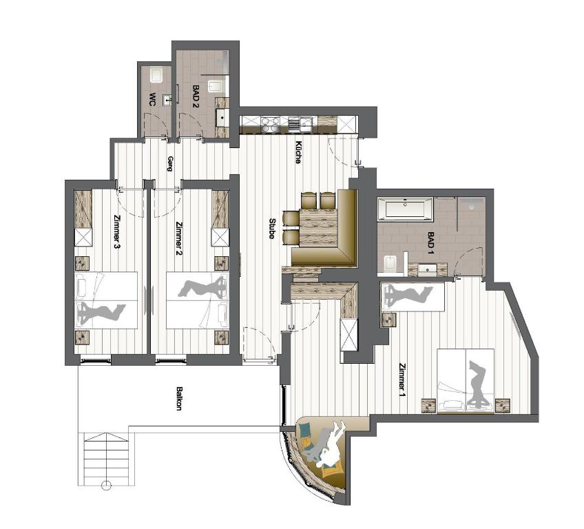 Plán poschodí v ubytovaní Hotel-Appartement Ferienhof