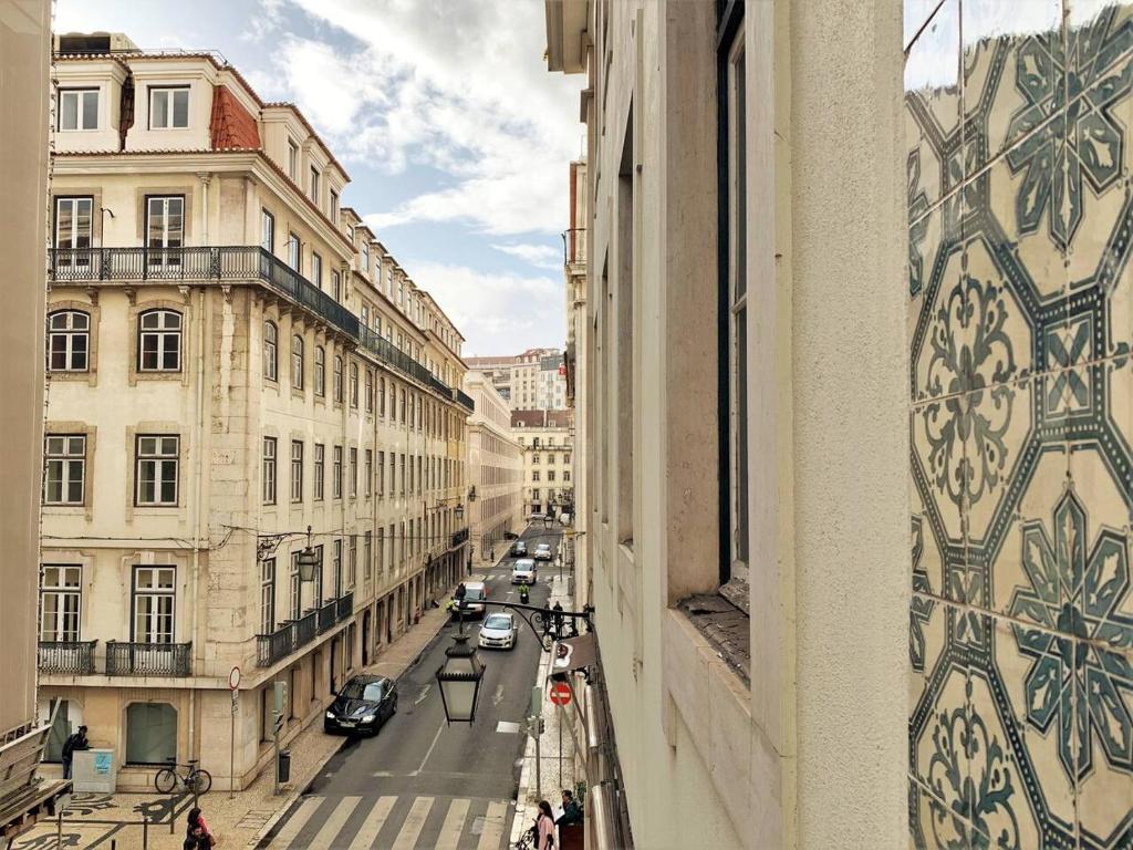 a view of a city street from a building at SJ2D Central Baixa NEW AIR CONDITIONING Spacious and Friendly in Lisbon