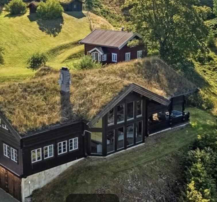 an image of a house with a grass roof at "SoFly Lodge", Charm and Elegance in Noresund