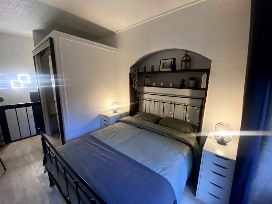 - une chambre avec un grand lit dans l'établissement Studio calme hyper-centre, à Grenoble