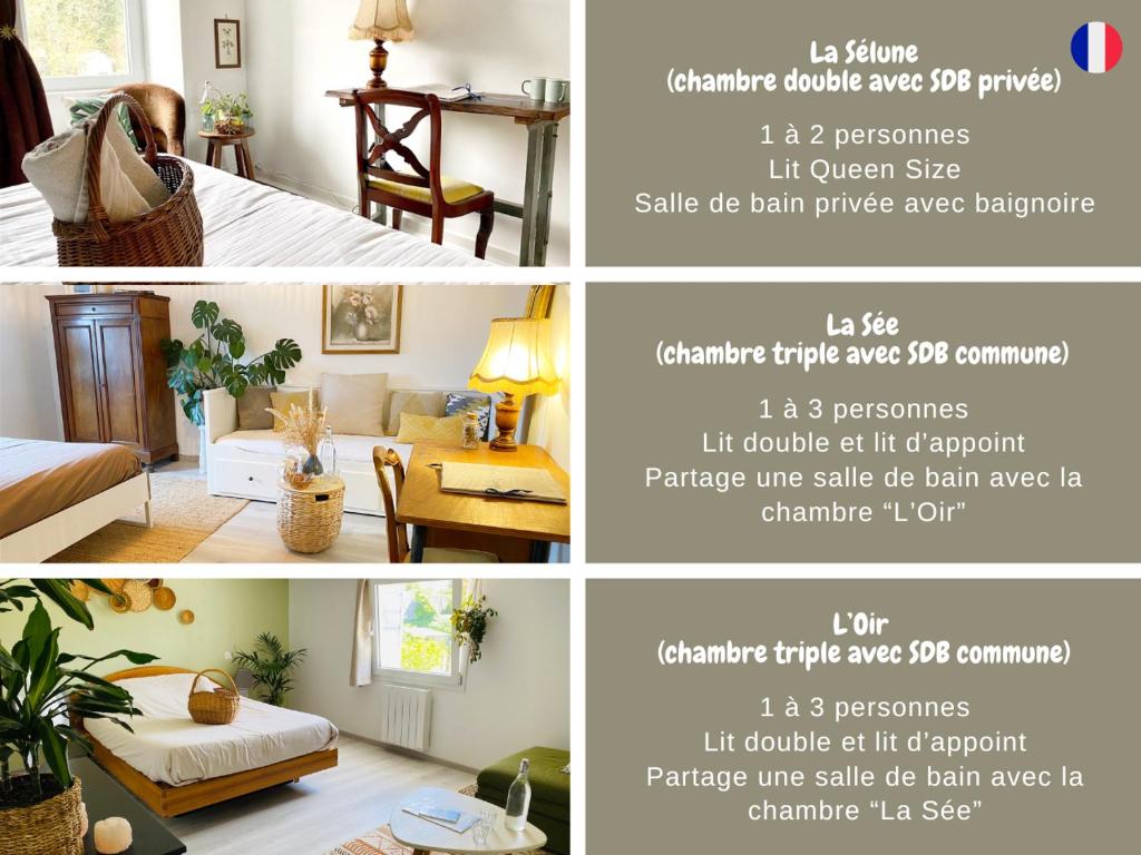Postel nebo postele na pokoji v ubytování L'Autre Rivière - Chambres d'hôtes