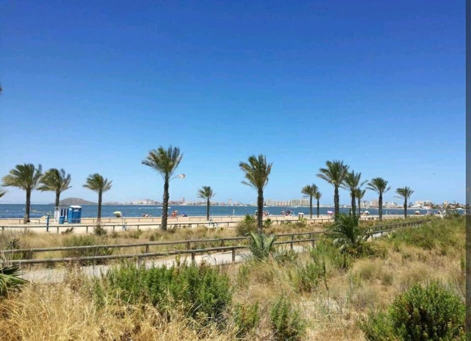 a view of the beach and palm trees at CASA ALMA Playa Paraiso Estupenda vivienda cerca de la Playa in Cartagena