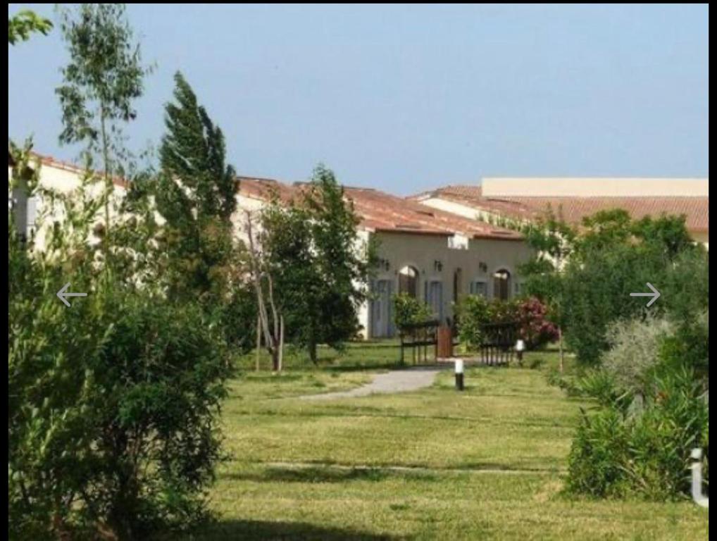 une maison avec une cour avec de l'herbe et des arbres dans l'établissement La villa De Lina 509 -Self Check In -, à Gallargues-le-Montueux