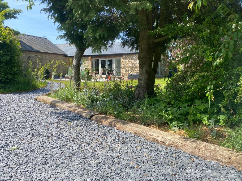 a house with a tree and a gravel driveway at New purpose built holiday lodge in Scorton