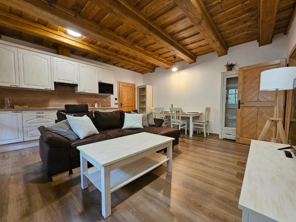 Kuchyň nebo kuchyňský kout v ubytování Apartmány Jezerné