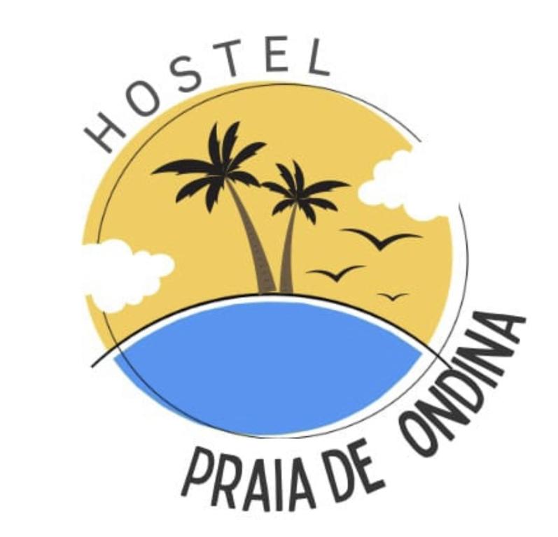 a logo of a beach with two palm trees at Hostel Praia de Ondina in Salvador