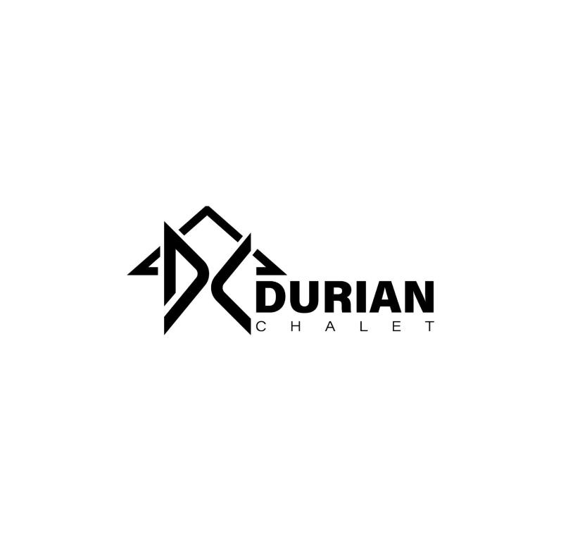 een zwart-wit logo voor een durian trailer bij Durian Chalet in Kuala Tahan