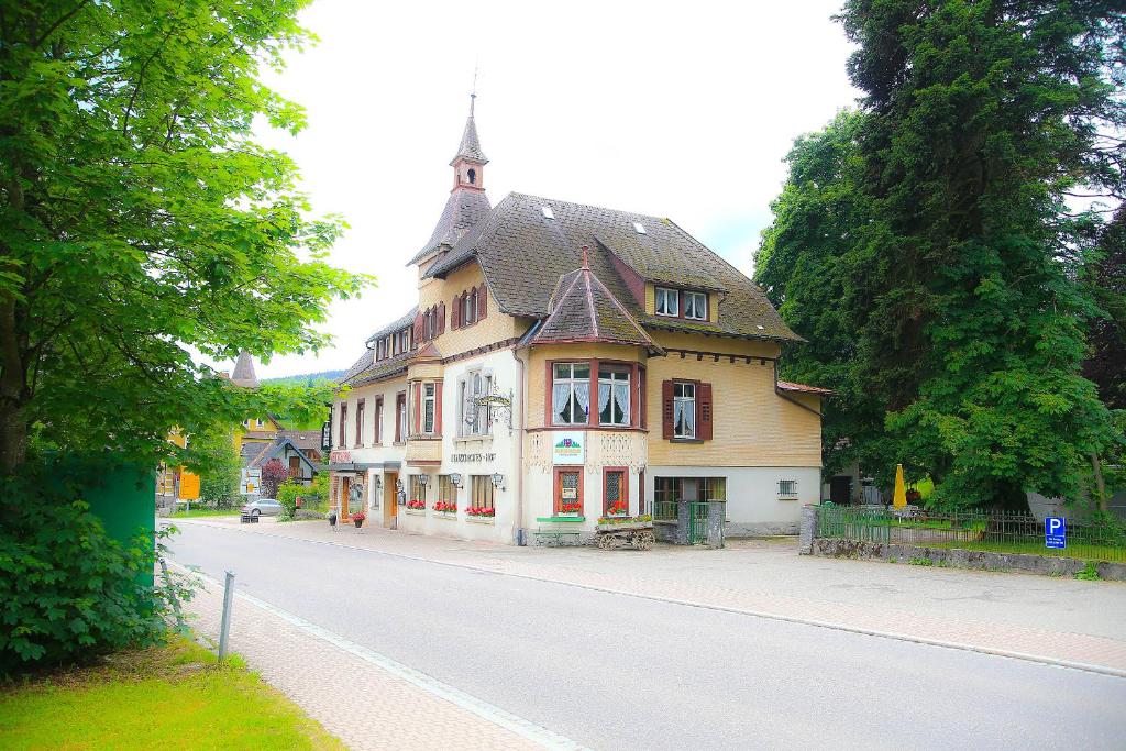 a large building on the side of a street at Lenzkircher Hof in Lenzkirch