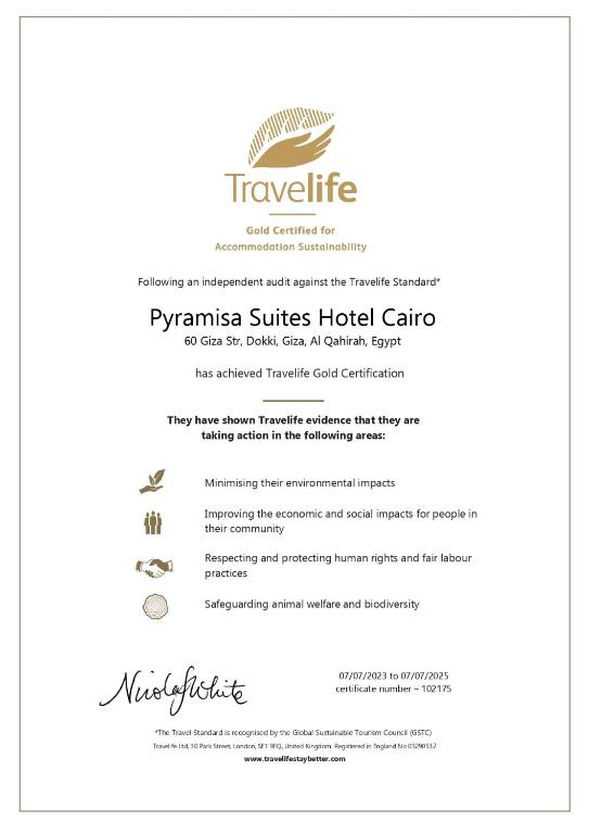 Certifikát, hodnocení, plakát nebo jiný dokument vystavený v ubytování Pyramisa Suites Hotel Cairo
