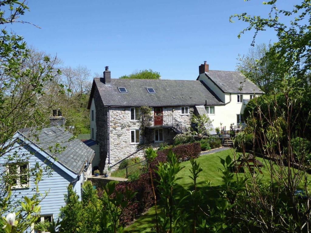 an aerial view of the house and garden at Hafannedd in Corwen