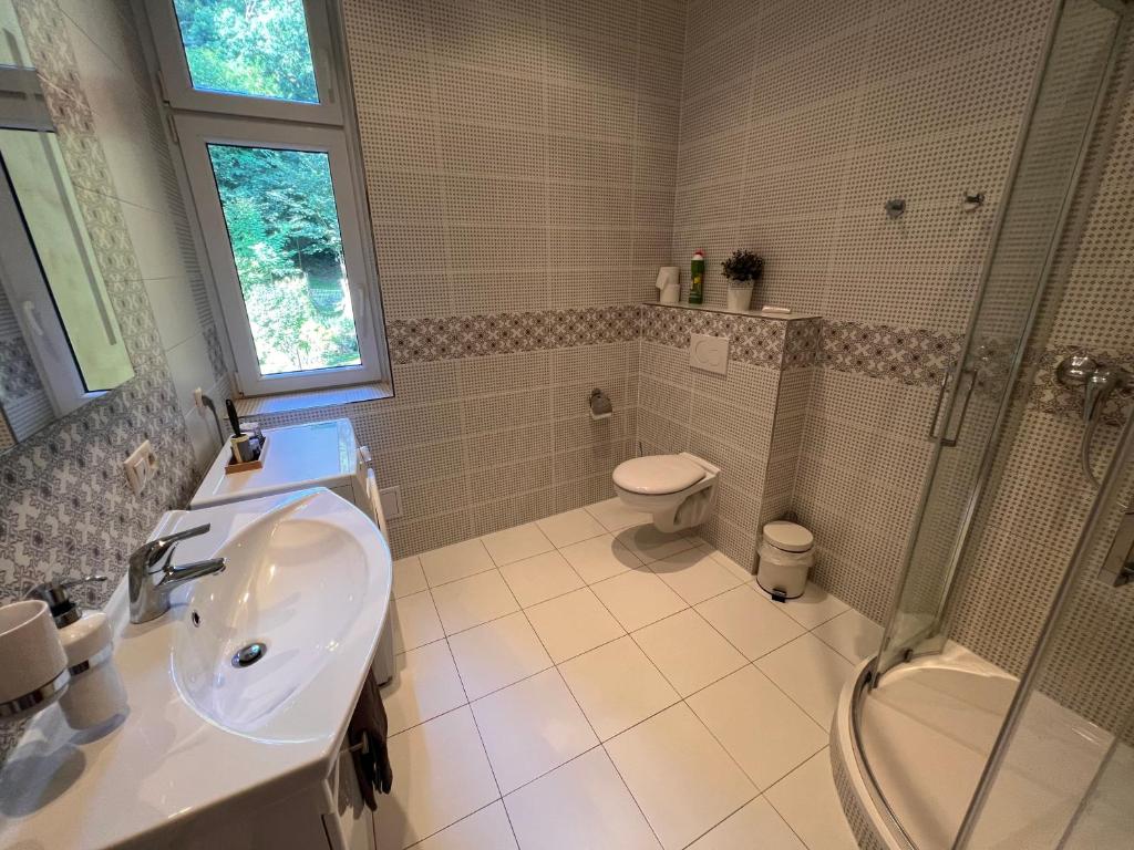 Koupelna v ubytování Jurincom apartments na Vyhlidce