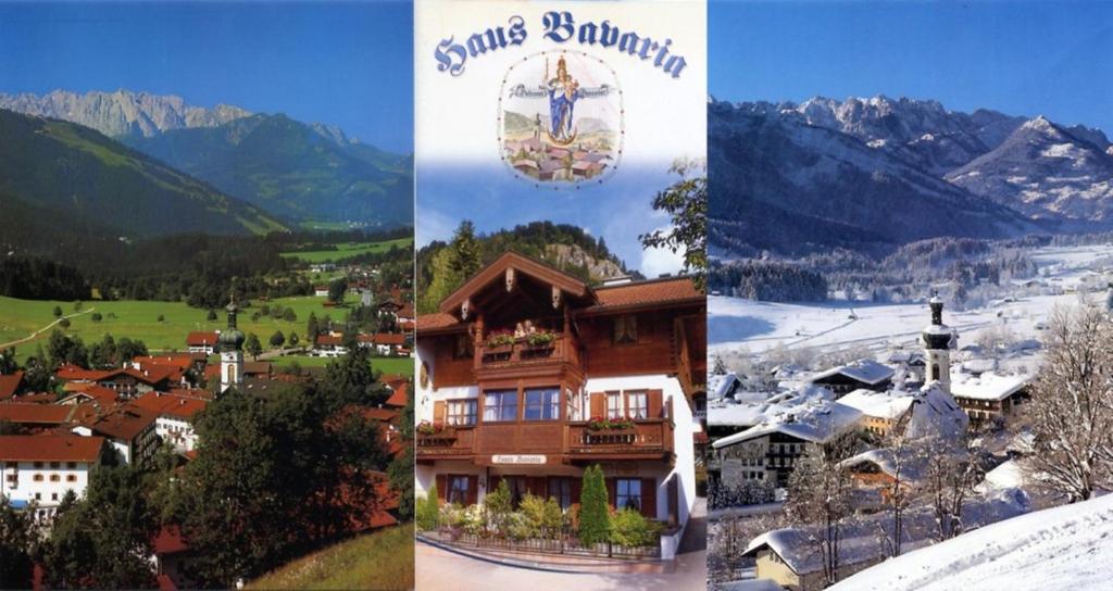 a group of four pictures of a town in the mountains at Haus Bavaria in Reit im Winkl
