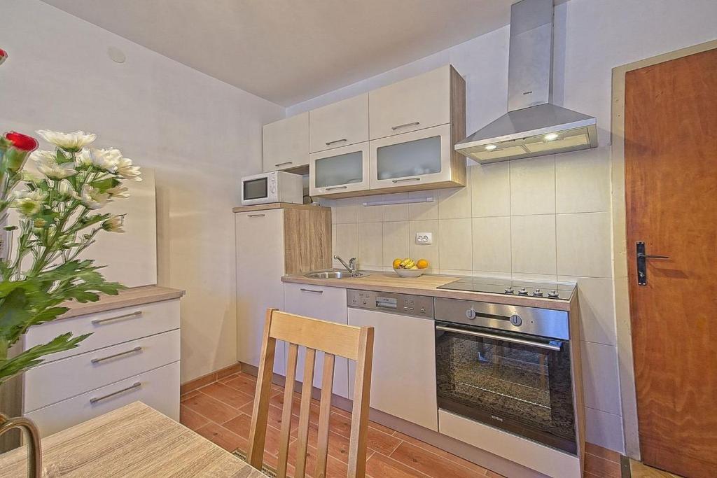 Kuchyň nebo kuchyňský kout v ubytování Apartments Lucija