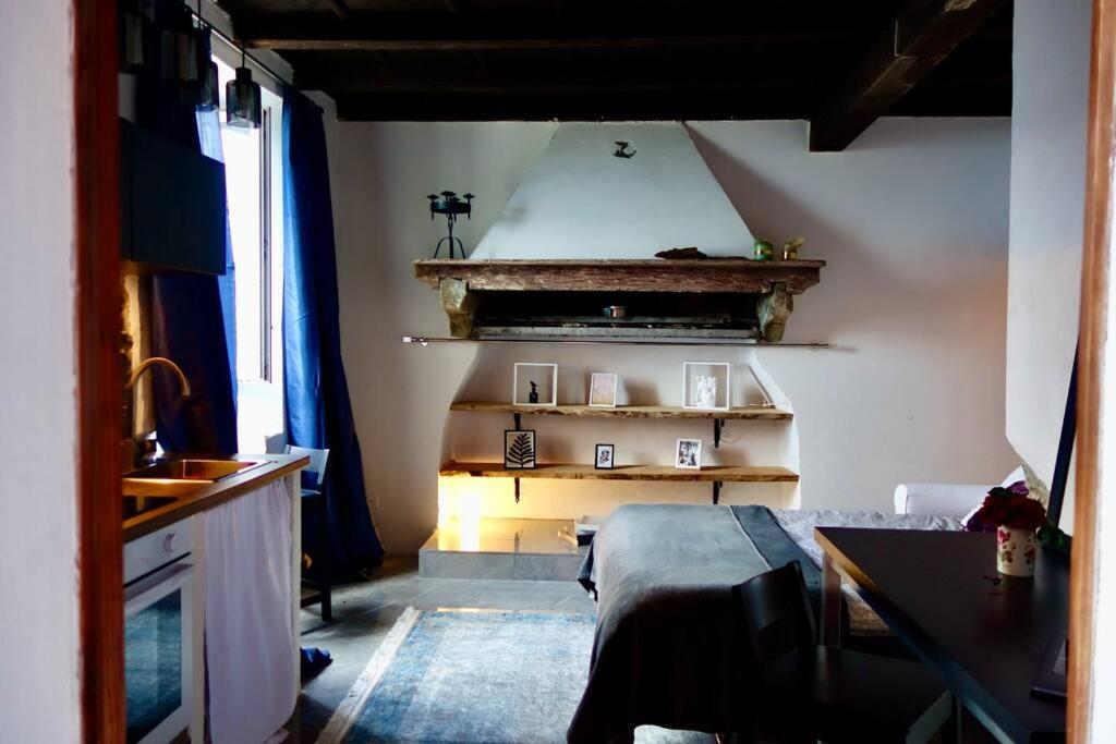 布里薩戈的住宿－Favola sul lago，一间房间,房间内设有桌子和书架