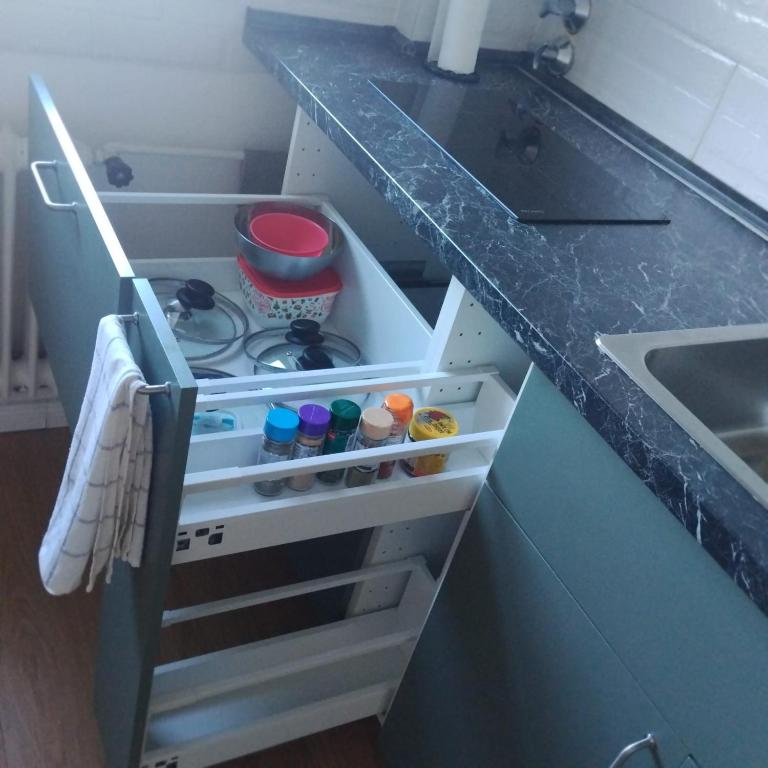 Kuchyň nebo kuchyňský kout v ubytování Monteurzimmer in Hamburg West bei Hansezimmer