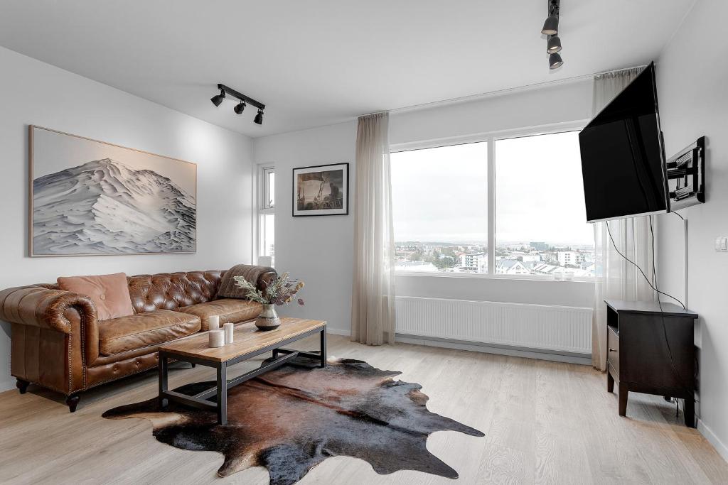 Posezení v ubytování Modern 1BR Apartment in Reykjavík