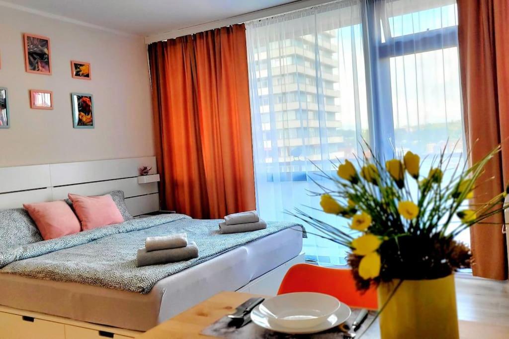 Postel nebo postele na pokoji v ubytování 1-Zimmer Wohnung für 2