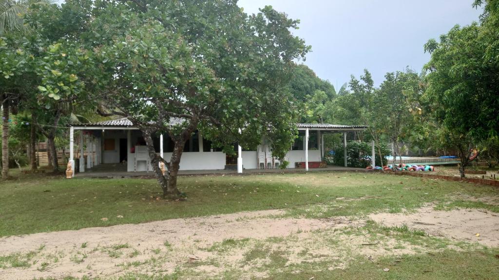 uma casa com uma árvore no meio de um quintal em ParadiseKamp Açutuba em Iranduba