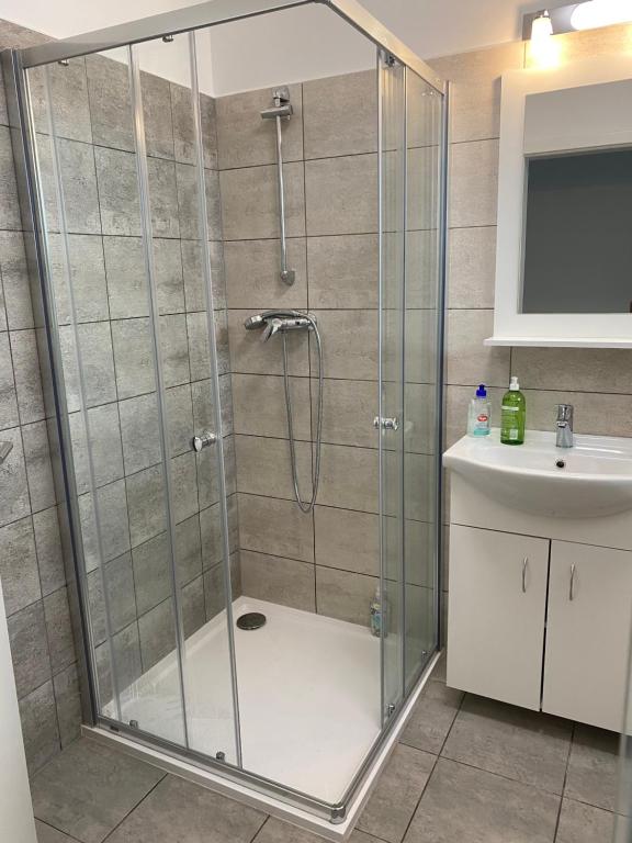 Koupelna v ubytování Apartmány Hodonín