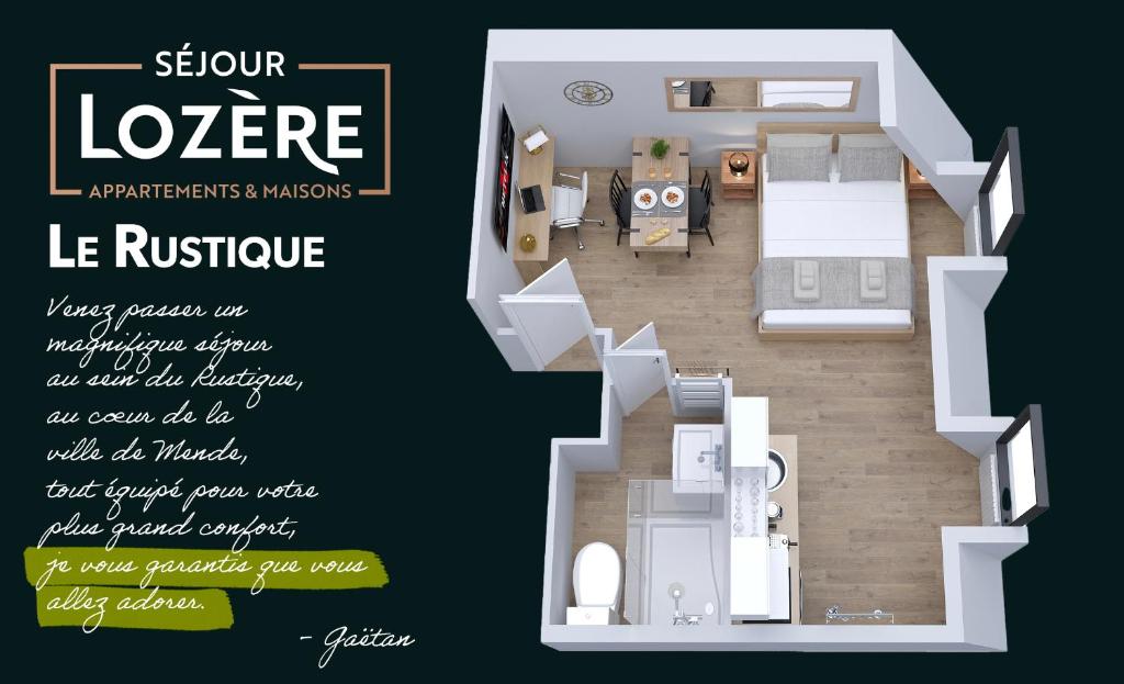a layout of a floor plan of a house at Le Rustique - Netflix/Wi-fi Fibre - Séjour Lozère in Mende