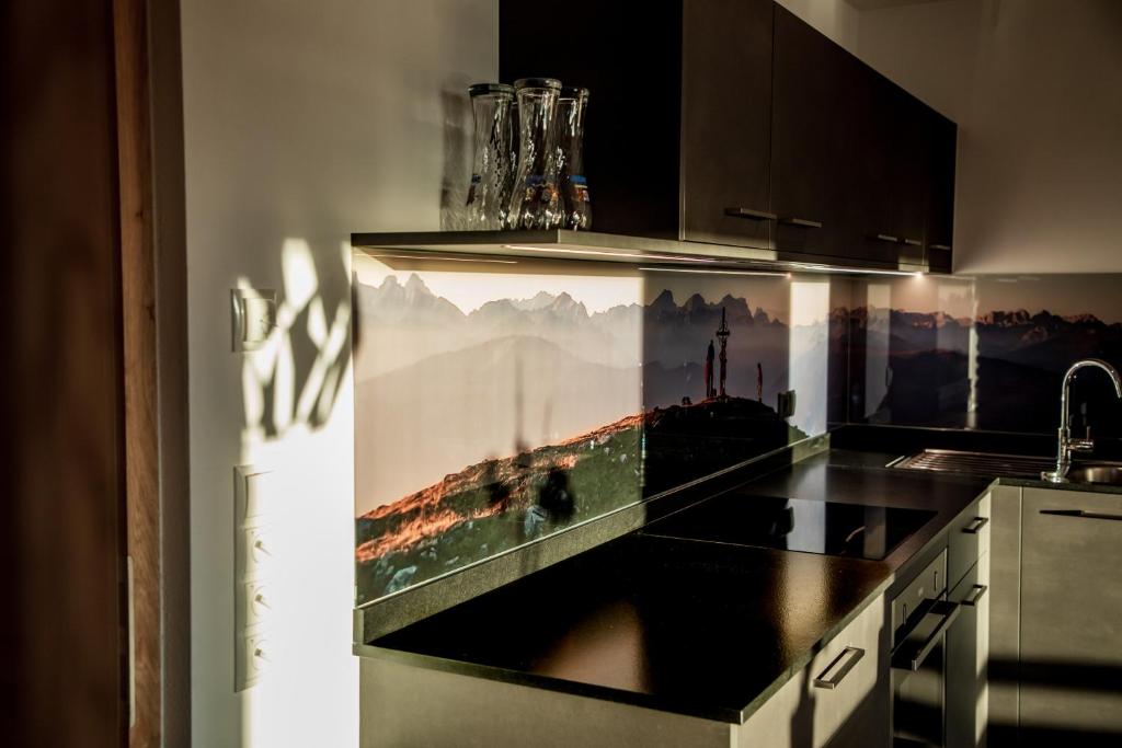 Kuchyň nebo kuchyňský kout v ubytování Kieserhof Apartment Berg