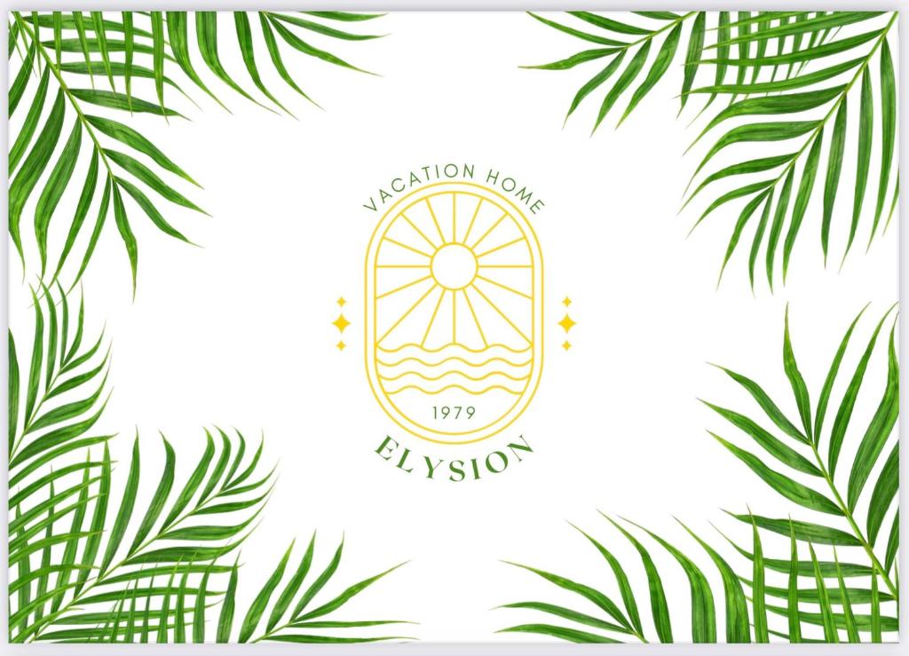 une illustration vectorielle d’une invitation à mariage avec des feuilles de palmier et un symbole orange dans l'établissement ELYSION, à Crikvenica