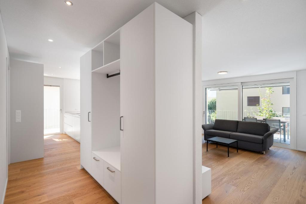 Posezení v ubytování Neubauwohnung mit Lift in Matten