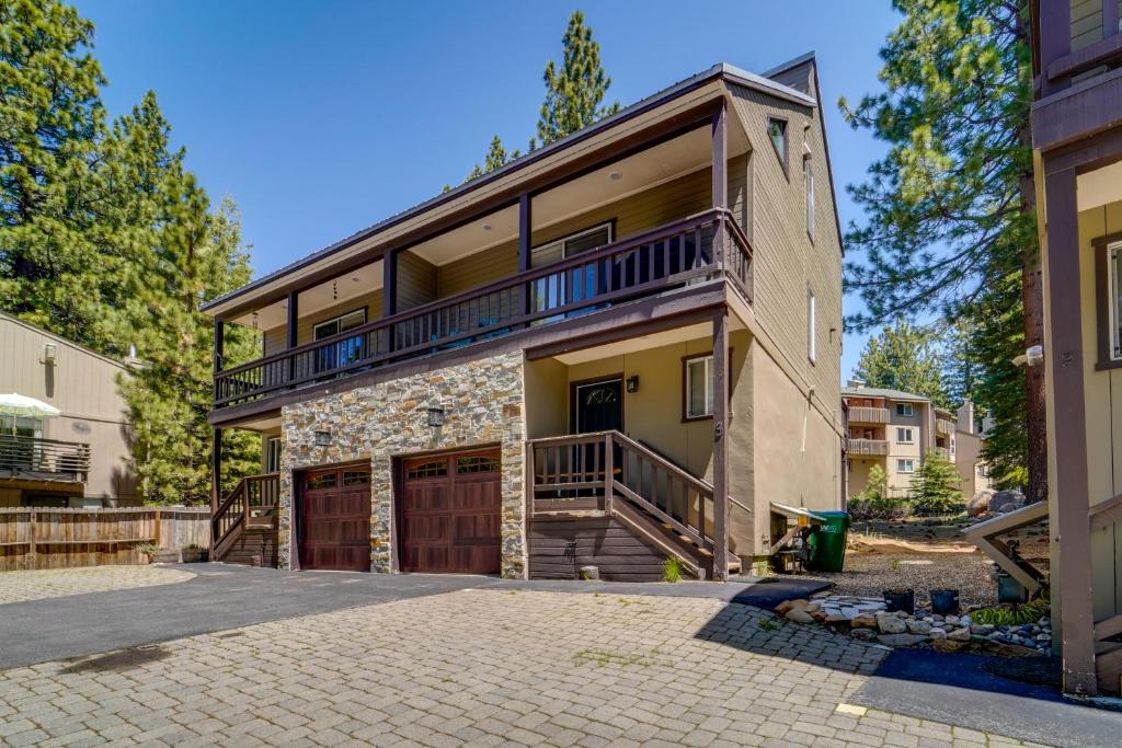 an exterior view of a house with a balcony at Incline Village Retreat Near Skiing and Beaches in Incline Village