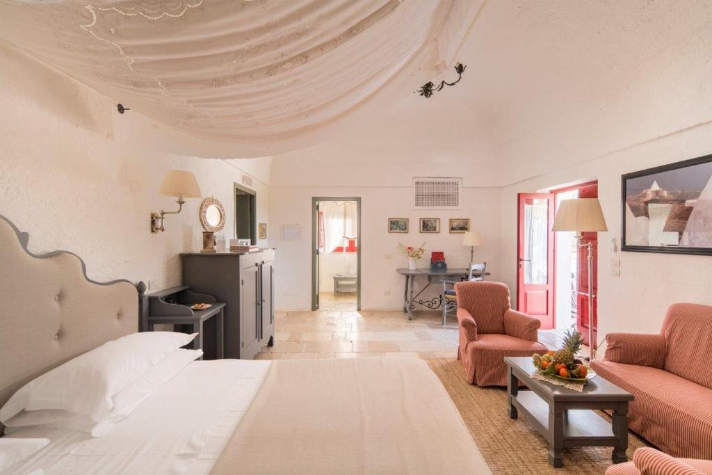 A seating area at Masseria Torre Coccaro