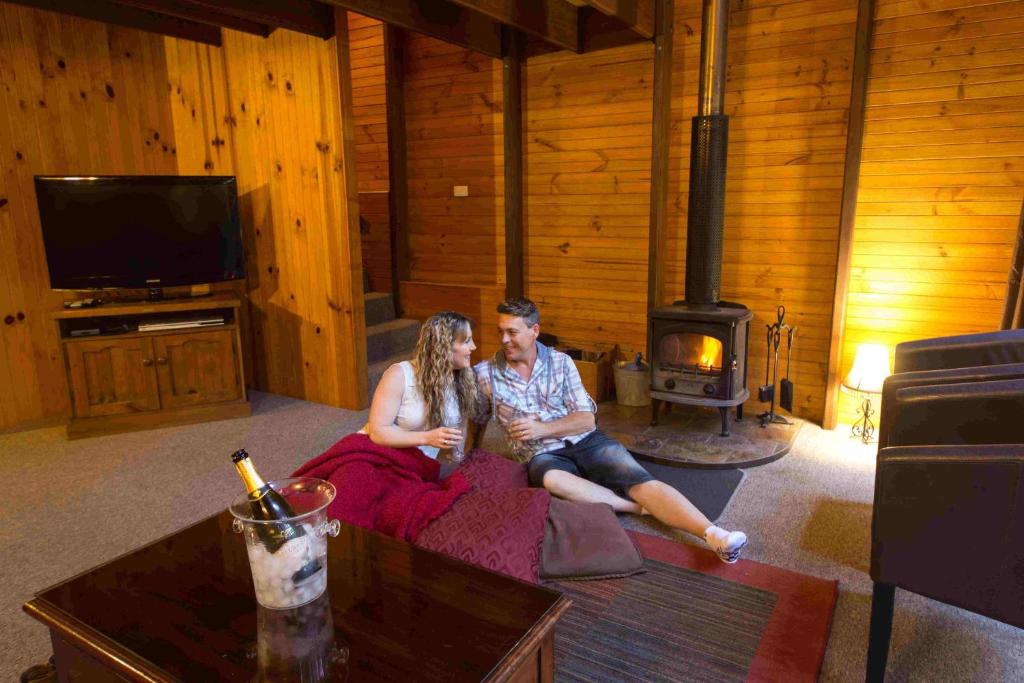 TV a/nebo společenská místnost v ubytování Springbrook Mountain Chalets