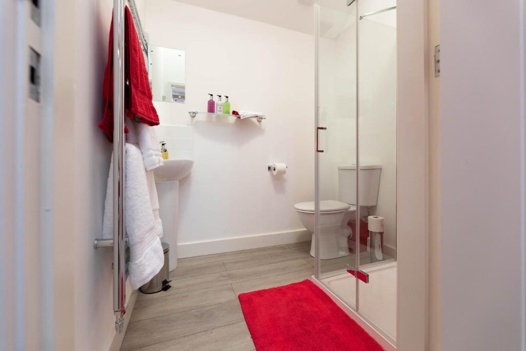 Koupelna v ubytování Caer Fedwen Barns Cariad Spacious self catering 3 bed Group Getaway Luxury Cottage with Private Hot Tub