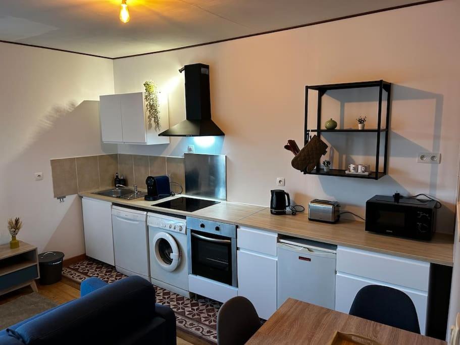 una cucina con lavatrice e asciugatrice in camera di Centre historique de Bonne a Bonne-sur-Ménoge