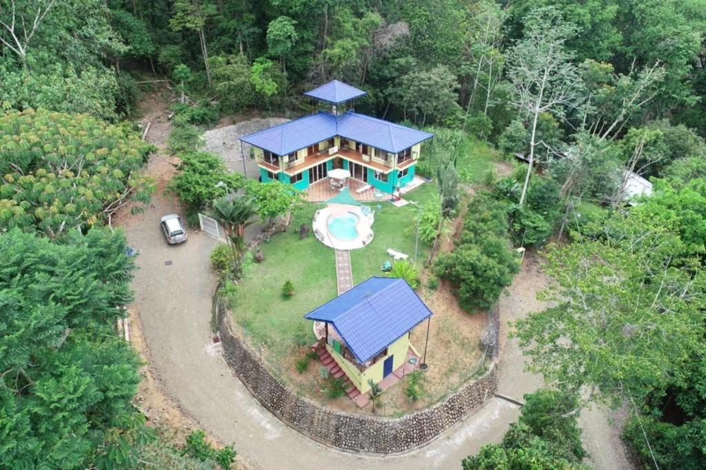 an overhead view of a house with a pool at YETHAN HOUSE in Uvita