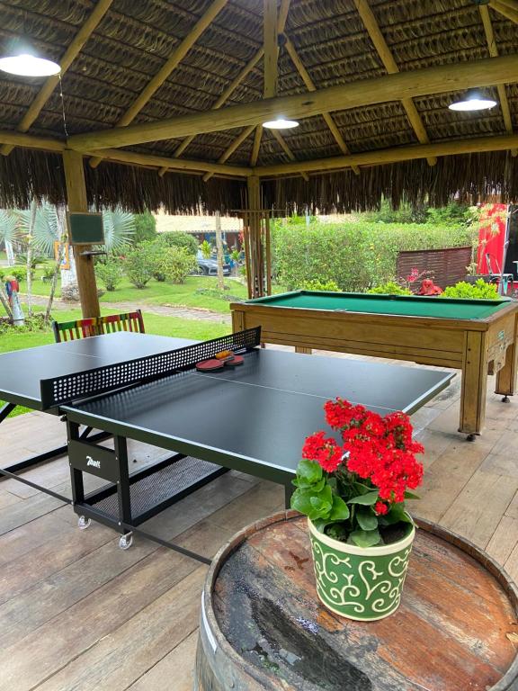 Stolní tenis v ubytování Glamping Pousada Lagoa Seca nebo okolí