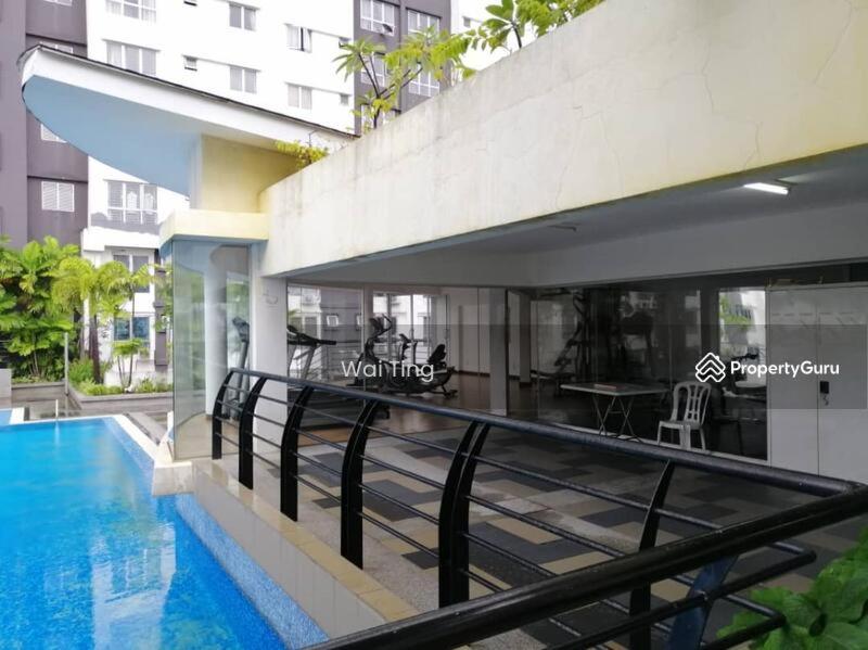 a balcony of a building with a swimming pool at Sky Chalet at Axis Next To LRT Pandan Indah Ampang in Ampang