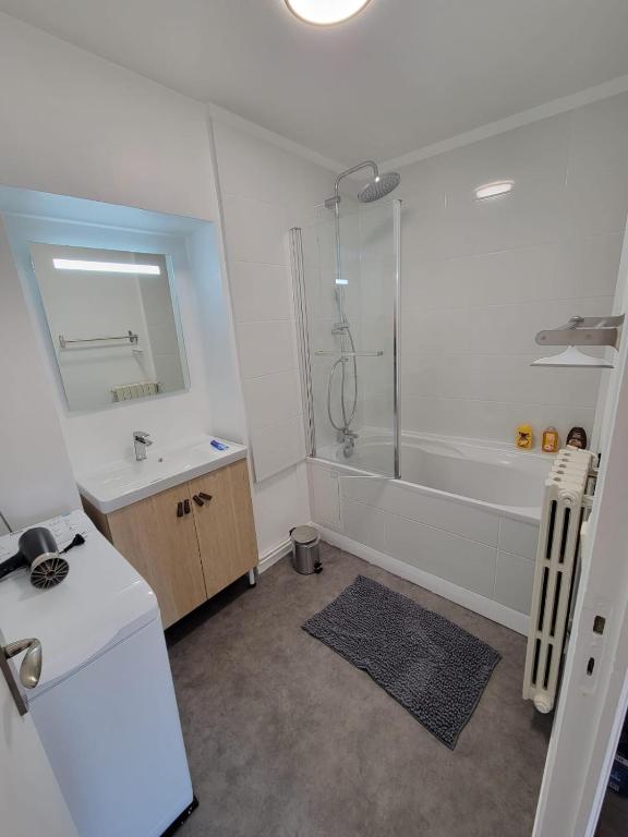 a bathroom with a tub and a sink and a shower at Bel appartement hyper centre, 3 pièces 60m² in Périgueux