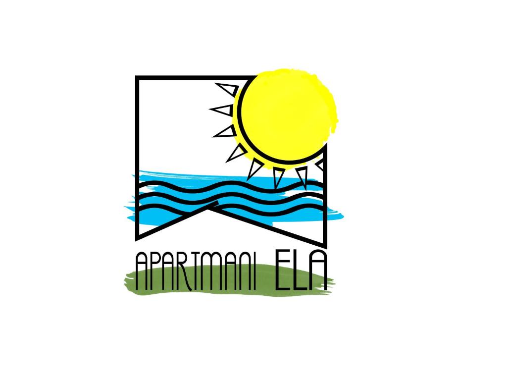 a logo for a company with a beach and a sun at Apartmani Ela in Prvić Luka