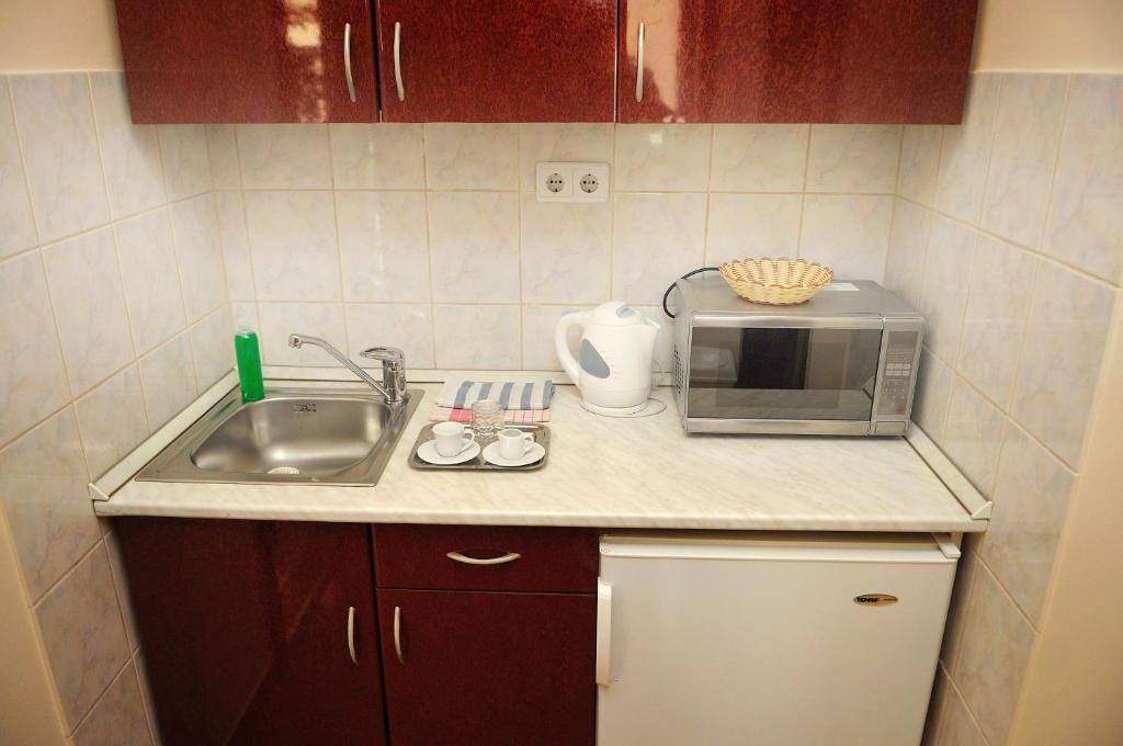 Kuchyň nebo kuchyňský kout v ubytování Apartman Bella Hotel