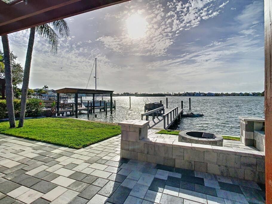 a view of a dock with a boat ramp and the water at Magical Sunset waterfront view, renovated 3bd 2bth in Clearwater Beach