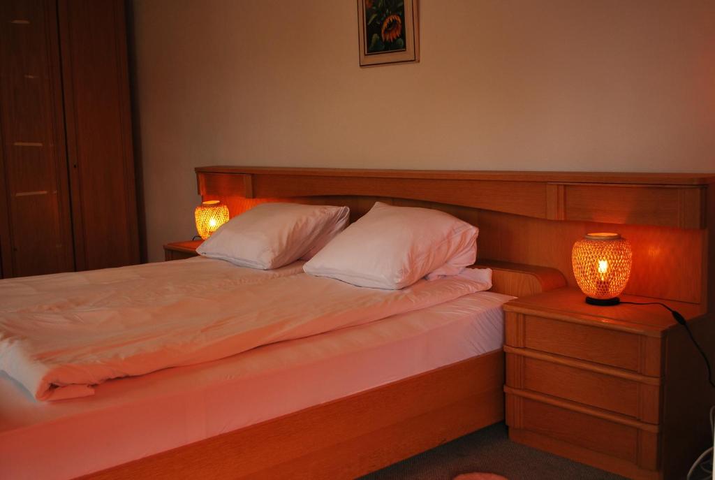 Postel nebo postele na pokoji v ubytování Apartment with balcony and Panoramic Views of Alps