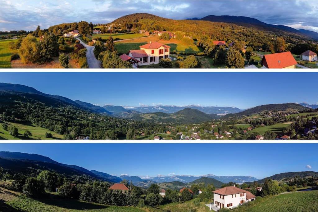 two different pictures of a house in the mountains at Belle maison au cœur des Alpes in Le Pinot
