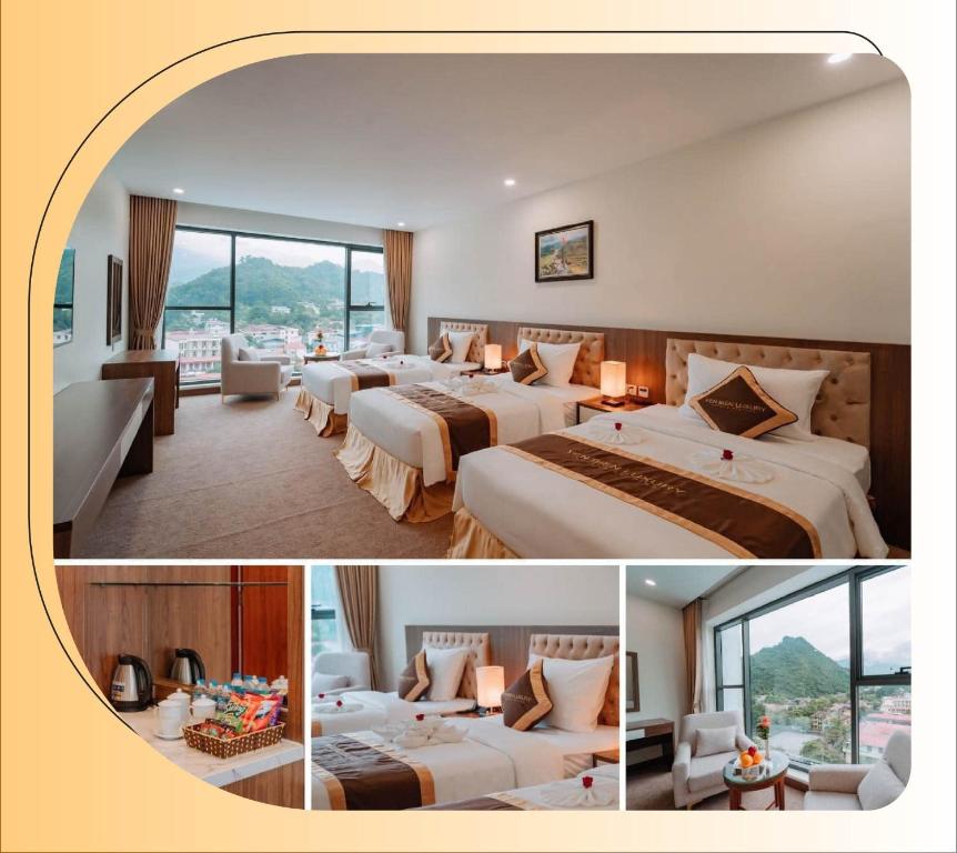 Giường trong phòng chung tại YEN BIEN LUXURY HOTEL